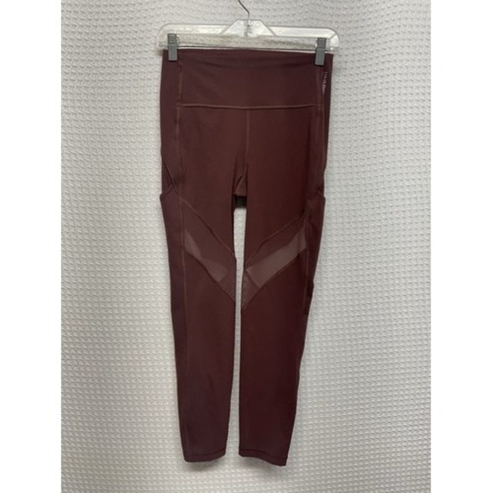 Lululemon X Barrys Stronger As One Maroon Mesh Tight 25 Leggings Women 6